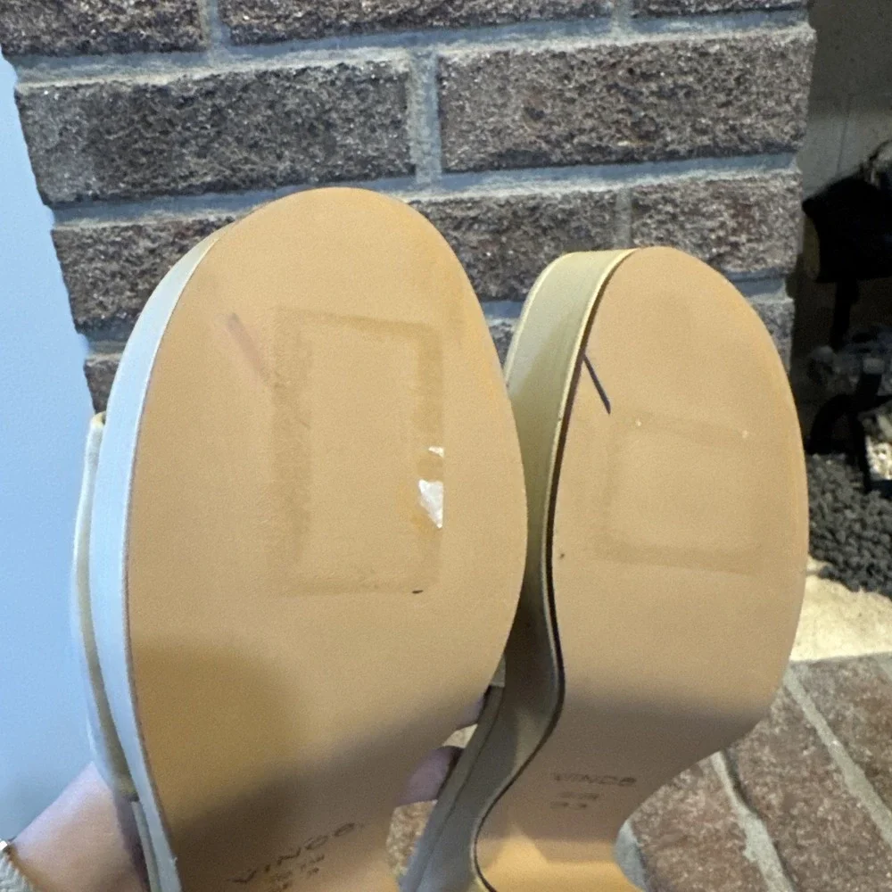 Vince Womens Margo Slip On‎ Chunky Platform Block Heel Sandal Size 8.5 Tan #175